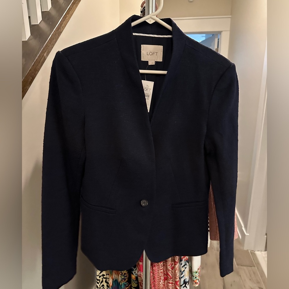 LOFT Navy Blazer Classic Tailored Suit Jacket
